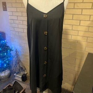 Black Button-Down Slip Dress